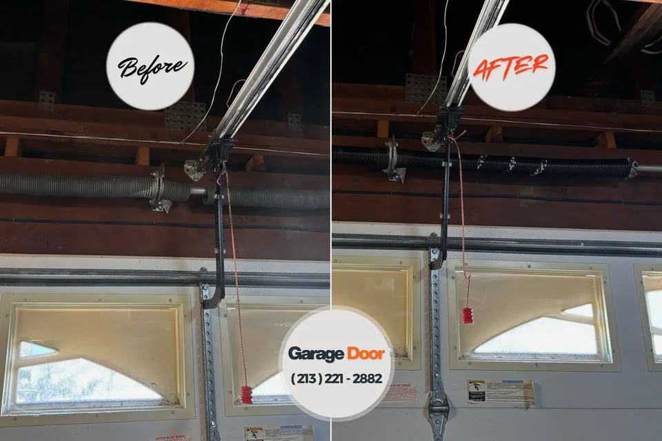 Before and after: garage door repair Shamrock, TX
